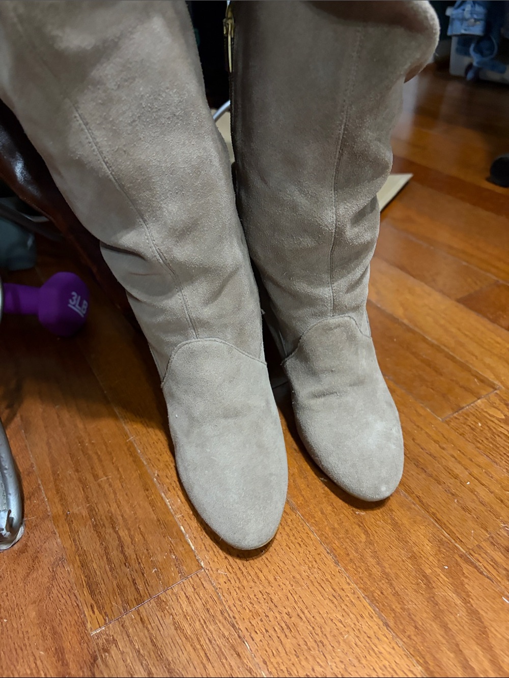 Colin Stuart Over-the-Knee  Suede Boots in Taupe